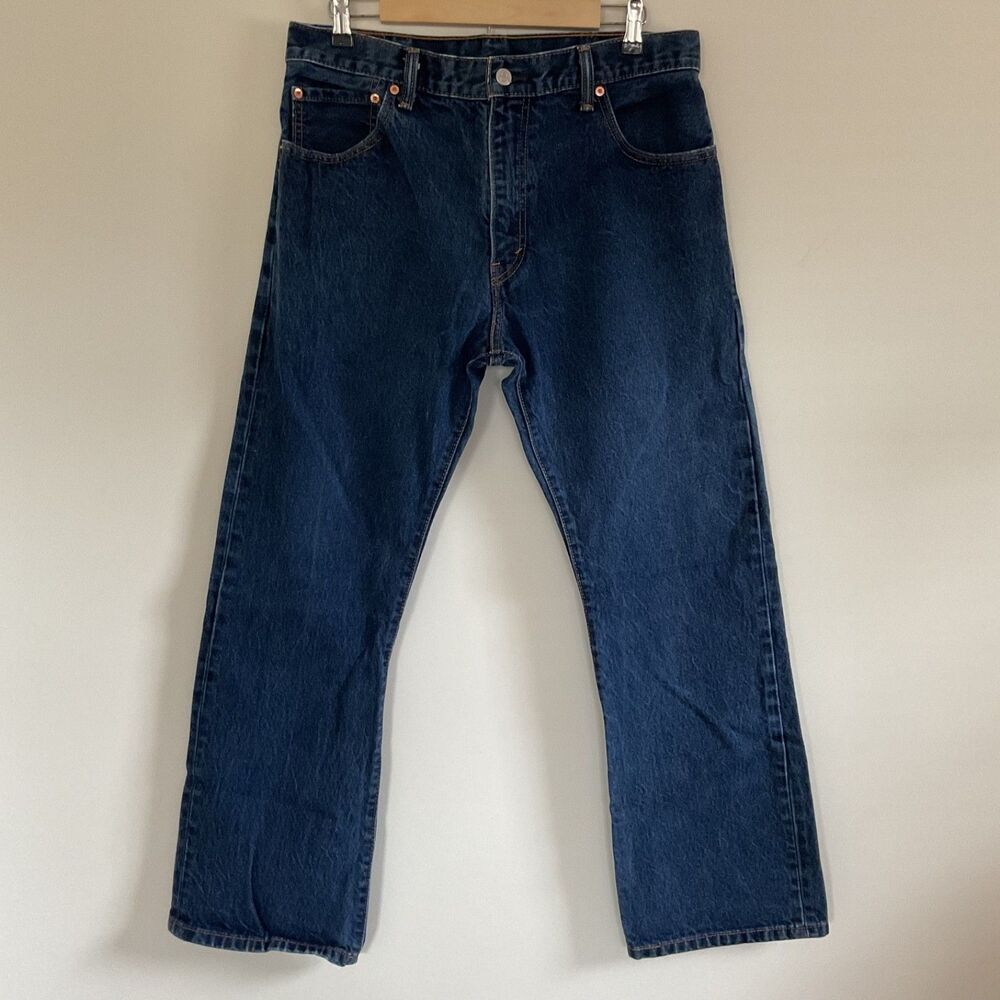 Levis 517 Jeans Mens 34x30 Bootcut Blue Denim Dark Wash Cotton Pants Zip Fly